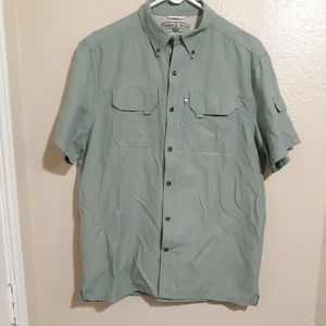 Field & Stream Size L quick dry Button up Shirt  Large Short Sleeve Green